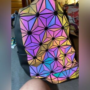 Reflective backpack purse with matching clutch